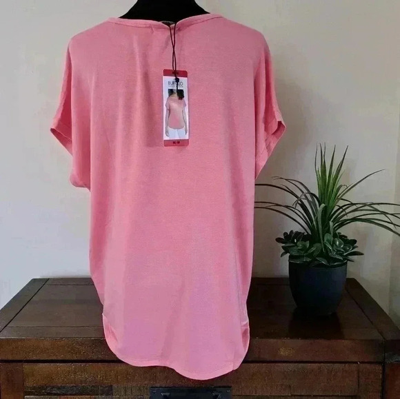 ❤️ NWT Buffalo David Bitton Short Sleeved Jersey Knit Top Medium Pink - Picture 4 of 9